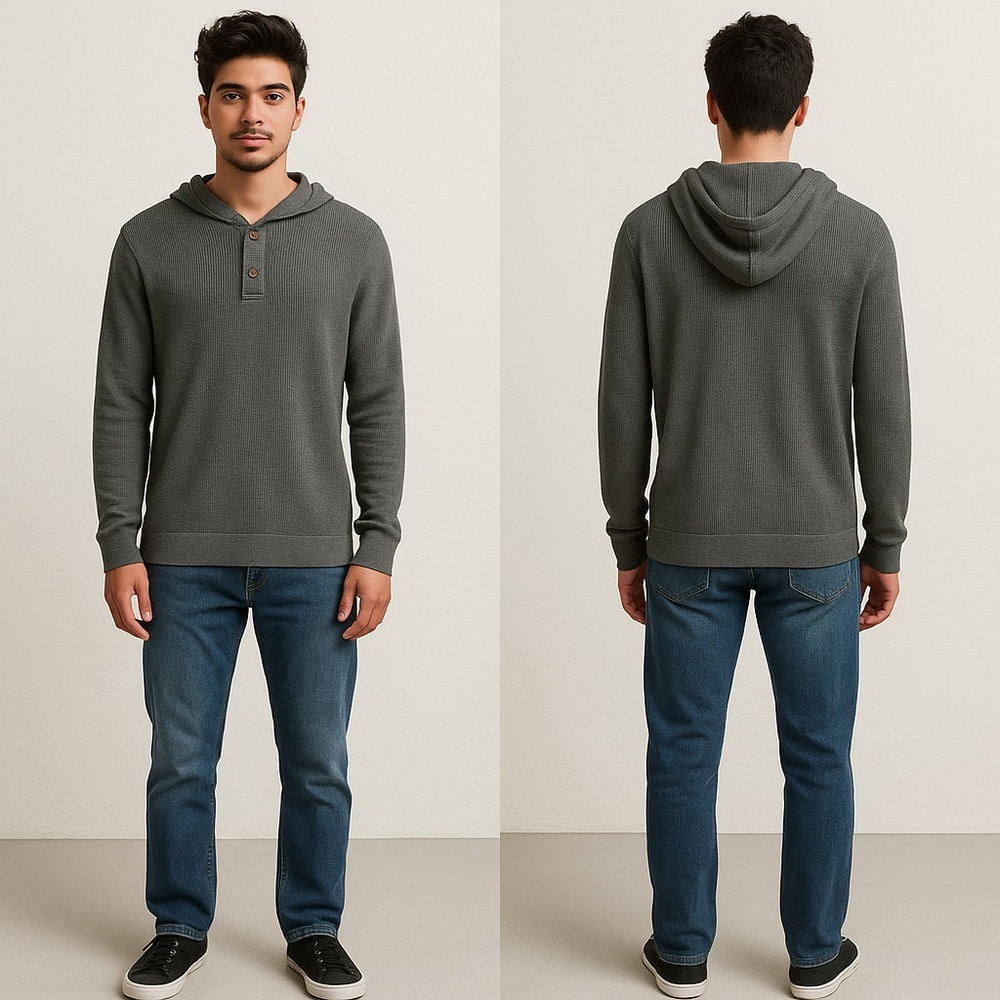 Mizzen + Main Gray‎ Cassady Hooded Golf Sweater Sz. XXL